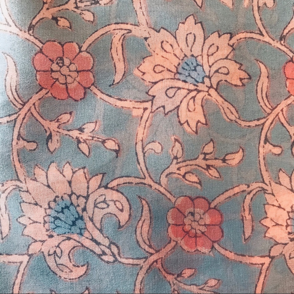 😎 Anne Klein Silk Pink/Blue Floral Print 57”…